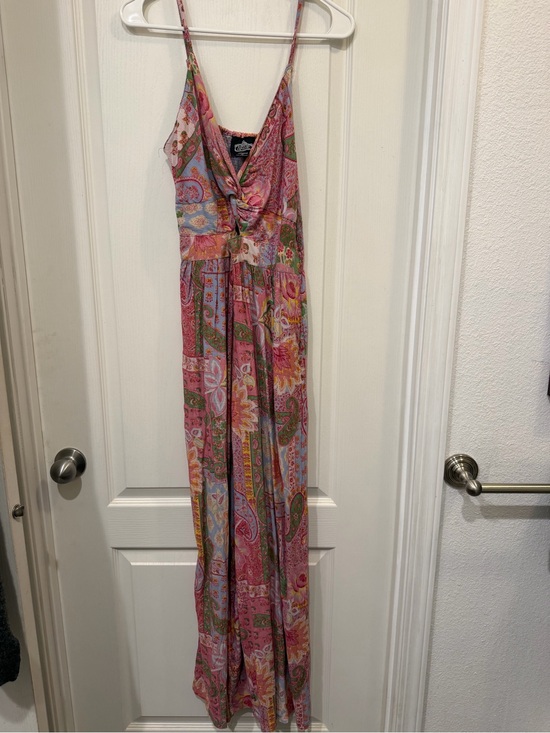 Angie Pants - Angie Pink Patchwork Paisley Boho Wide Leg Romper Jumpsuit Smocked Back